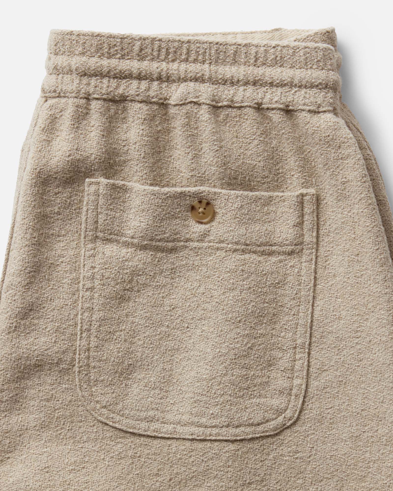 The Apres Short in Heather Oat Crepe