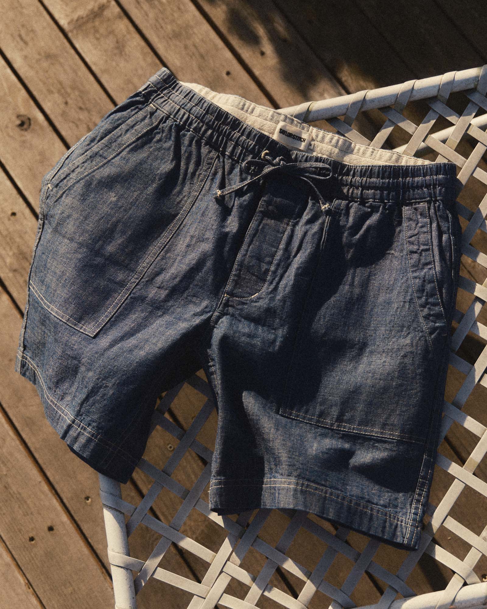 The Breakwater Short in Washed Indigo Chambray