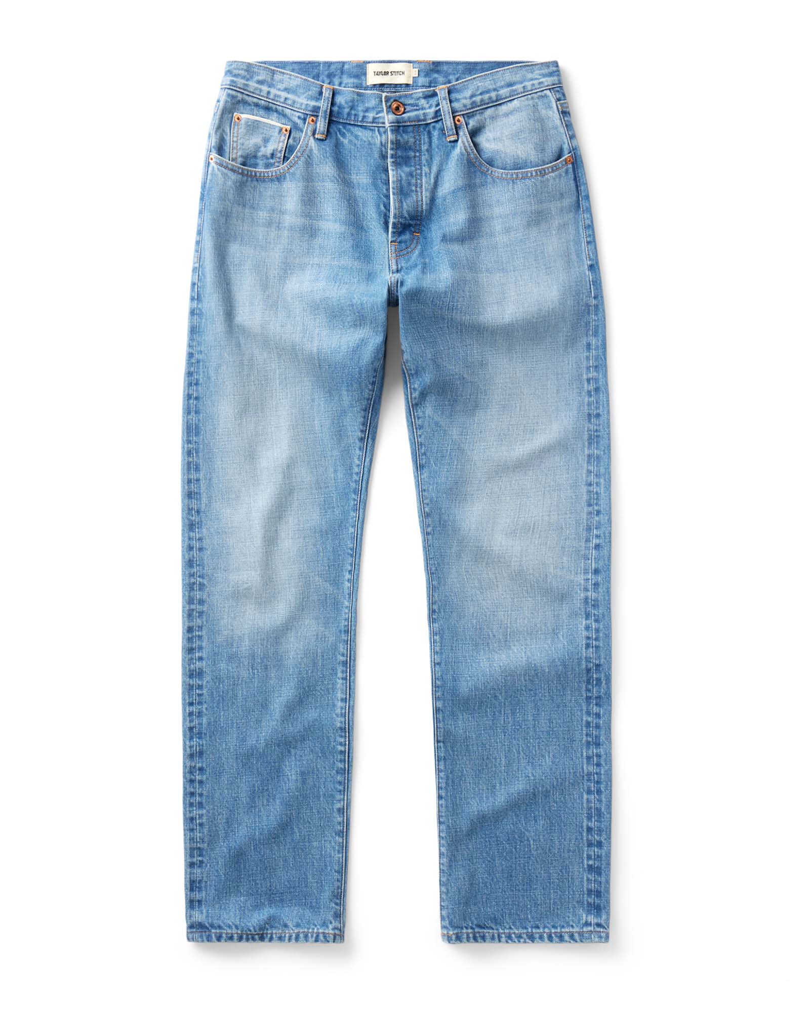 The Straight Jean in Light Wash Organic Selvedge