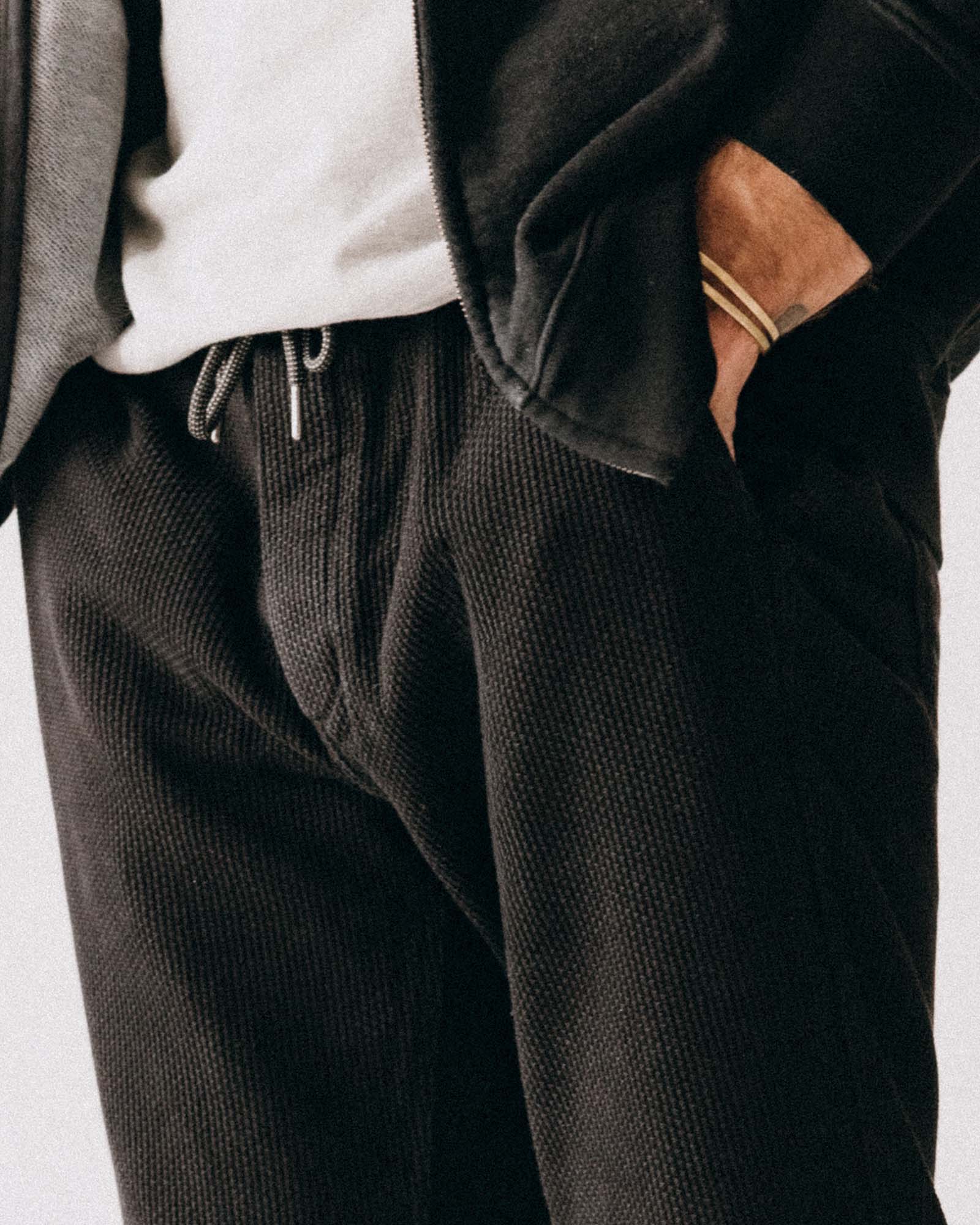 The Apres Pant in Black Indigo Sashiko
